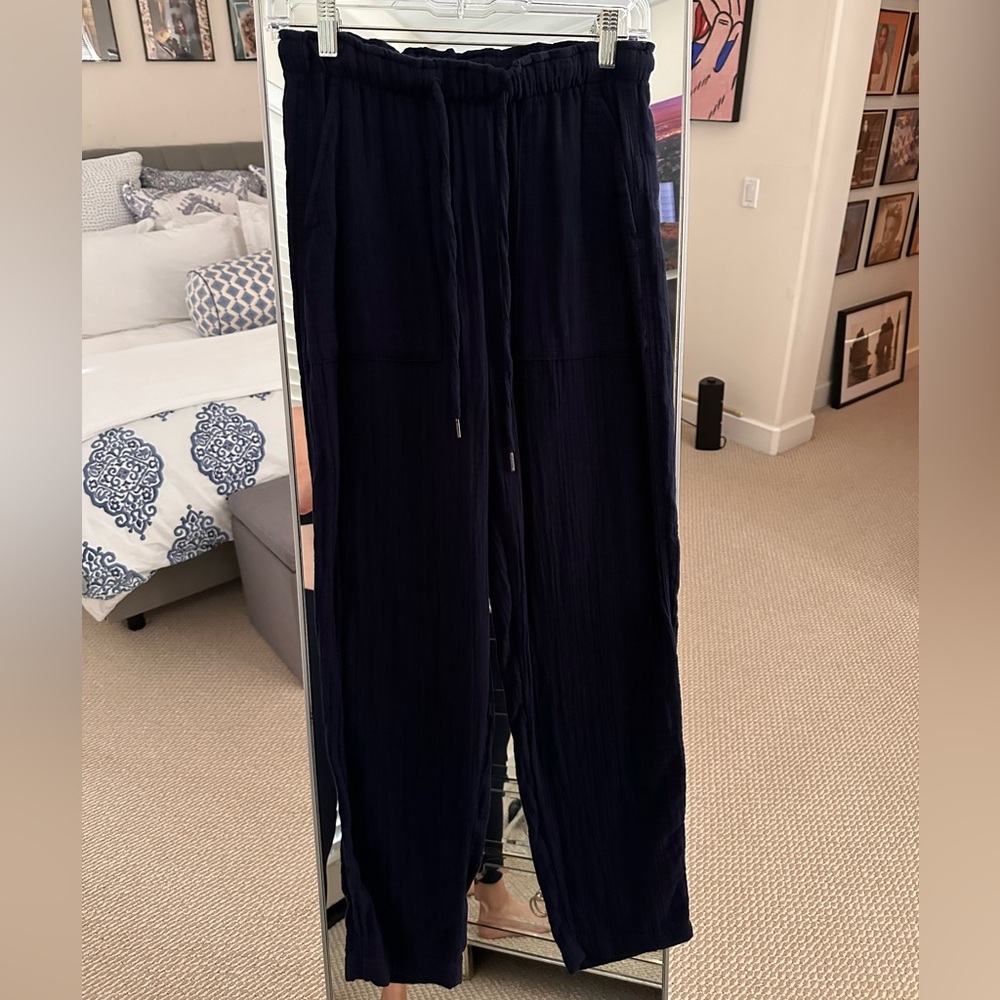 GAP High-Waisted Navy Linen Pants